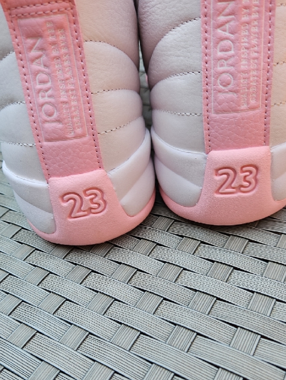 NEW Jordan Girls Pink and White Retro Basketball Sneakers SIZE 7Y - Picture 6 of 16